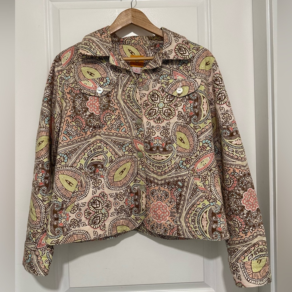 Ruby Rd Paisley Print jean Jacket Women’s Size 12